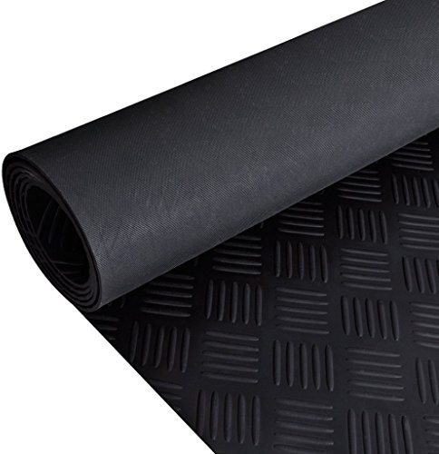 Festnight 2 x 1 m Checker Plate Rubber Garage Flooring Matting Commercial Floor Mats for Industrial Use (Black)
