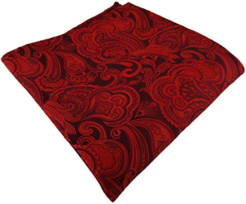 TigerTie Designer sidenduk mönstrad i Paisley – näsduk 100 % silke – storlek 30 x 30 cm, Röd signalröd Bordeaux, Einstecktuchgröße: ca. Länge 30 cm, Breite 30 cm