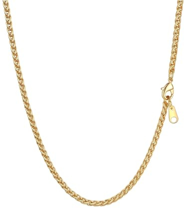 PROSTEEL Collana Uomo Donna Catena Grano Catena Ricambio per Pendente, Larga 3 mm, 55CM Lunghezza, Placcato Oro, Oro (Confezione Regalo)