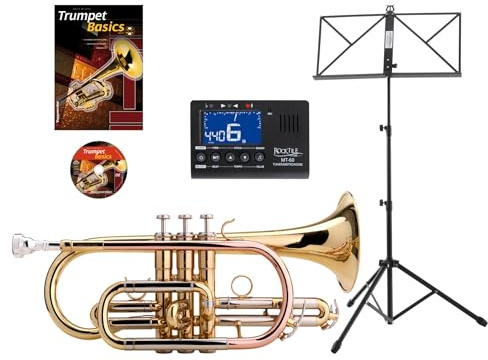 Classic Cantabile CR-400L Bb-Kornett Set (Messing, Ventile Edelstahl, Stimmzug Neusilber, im Koffer, Mundstück, Notenständer, Stimmgerät/Metronom/, Schule) gold