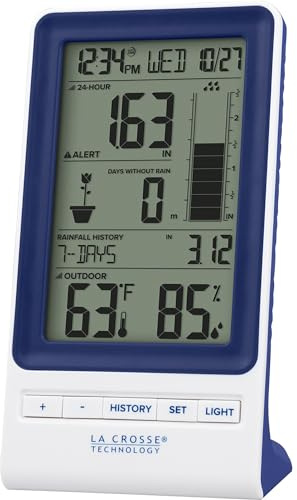 La Crosse Technology Station de Pluie Sans Fil Température Humidité Bleu