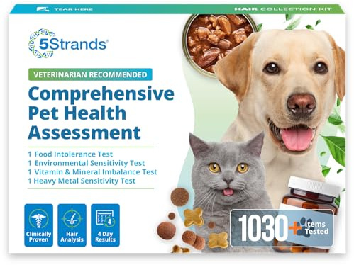 5Strands Pet Food Intolerance, Environmental & Heavy Metal Sensitivity, and Nutritional Imbalance Test, 1036 Items Tested, Cat & Dog Gut Health Test for All Breeds & Ages, Results in 4 Days