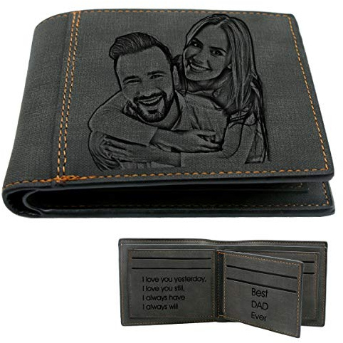 PFC4U Personalisiert Foto Geldbörse mit Gravur für Männer, Personalisiert Portemonnaie Herren Geschenk