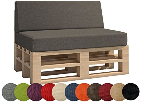 Haus & Garten Cuscino per pallet da giardino Madera, ideale per interni ed esterni, lavabile, sfoderabile, cuscino da seduta e per schienale