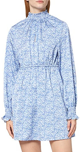 NA-KD Mujer Padded Shoulder Mini Dress Casual, Blue Comb, EU 46