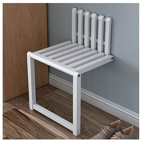LFIEVO Klappstuhl An Der Wand Montierter Schuhwechselhocker Balkon-Massivholzstuhl 150 Kg Tragend Einfache Installation Platzsparend Multifunktionaler Stuhl (weiß)