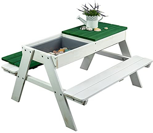 Meppi Sitzgruppe Rügen weiss/grün Kindersitzgruppe aus Holz für Outdoor/Indoor Einsatz