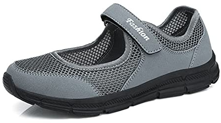 ERLINGO Dam bekväma arbetssjuksköterska skor halkfria justerbara andningsbara slip-on promenader sneaker vardaglig omvårdnad ortopediska lätta skor, Mörkgrått, 39 EU