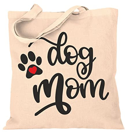 Stoffbeutel Jutebeutel Lange Henkel mit Spruch Dog Mom