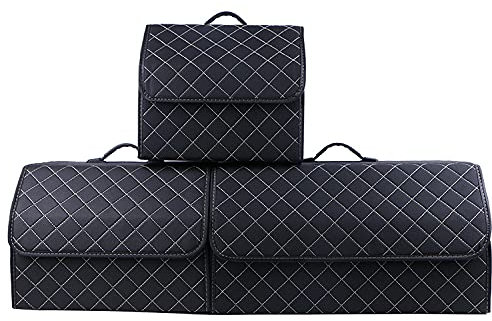 EA-Onlineshop Auto Faltbox, Kofferraumtasche faltbar, Einkaufstasche, Kofferraum-Organizer, Autotasche, Falt-Korb, Falttasche, Kofferraumtasche (Schwarz-Beige, Klein)