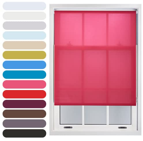 FURNISHED Persiana Enrollable Recortable con luz Natural para Ventanas, fácil de Instalar, Tela no Opaca, Kit Completo para Cocina, Sala de Estar y Dormitorio, Rosa Fucsia, 95W x 210H cm
