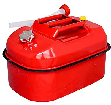 Roter Metallkanister,Asudaro 20L Benzinkanister Benzinfass Horizontaler Kraftstoffkanister Tragbarer Horizontaler Ölkanister Wasserkanister mit Ölführungsrohr und 3 Griffen für Motorradyachten,20L