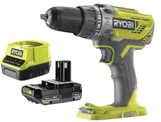 Pack RYOBI Perceuse à percussion R18PD3-0 - 18V One+ - 1 Batterie 2.0Ah - 1 Chargeur rapide