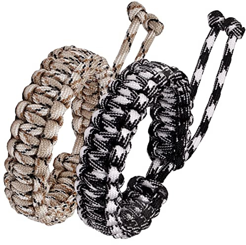Jewboo Paracord överlevnadsarmband flätat paracord handgjort rep för par män kvinnor justerbar storlek (set med 2), Adjustable, Polypropylen, Ingen ädelsten