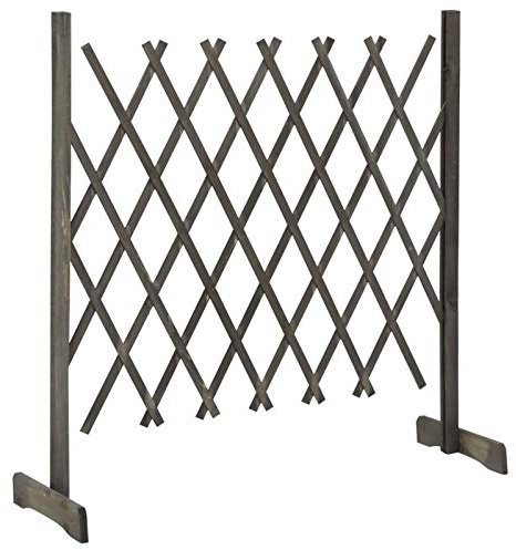 Keketa Homgoday Holz-Rankzaun für Gartenabgrenzung, 120 x 90 cm, erweiterbar, Massives Tannenholz, grau lasiert, für Kletterpflanzen Model314825