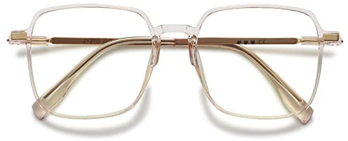 VEVESMUNDO Blaulichtfilter Lesebrille Metall Groß Stylisch Rechteckig Anti Blaulicht Lesehilfen Sehhilfe Brille für Damen Herren