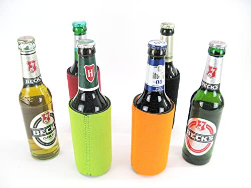 4 refrigeratori per birra per bottiglie da 0,33 l, in mix colorato, per tutte le bottiglie di birra standard in neoprene spesso 5 mm, per un migliore raffreddamento, refrigeratore di qualità (0,33 l,