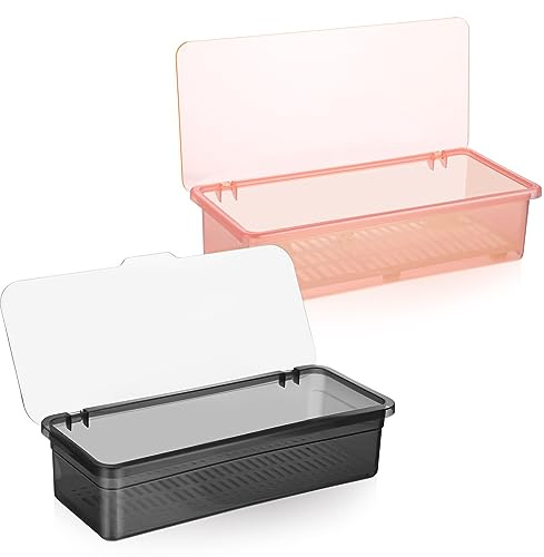 Kichvoe 2 Pz Vassoio per Posate Organizer per Cassetti Cucina con Coperchio E Scolapiatti Portaposate Cucina Contenitore per Utensili con Coperchio Porta Posate per
