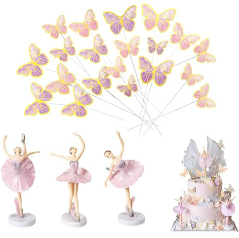 23 Stück Geburtstag Mädchen Kuchen Deko, Ballett Mädchen Kuchendekorationen, Geburtstagskuchendekoration, Ballerina-Kuchendekoration, Kuchen Dekorationen, Verwendet, um Geburtstagstorten zu Dekorieren