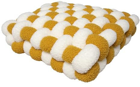 PTKG Kissen Deko Kuschelkissen Plüsch-Knoten-Ball-Kissen Geknotetes Kissen Knot Kopfkissen Dekokissen flauschig Zierkissen geflochten für Sofa, Bett, dekorativ,N,40×40×12CM