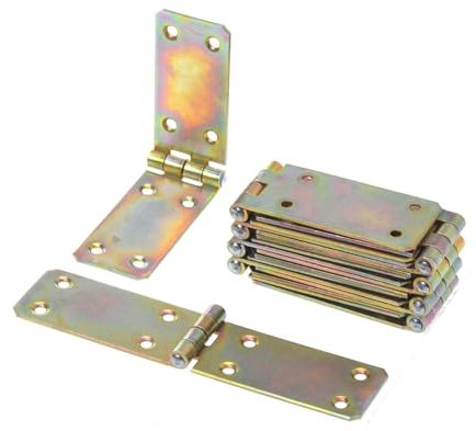 Aqbau® Lot de 10 Charniere 35 x 150mm Charnière Coffre, charnière plate, Charnières de placard, charnières universelles rectangulaires, Zinc Galvanisé Jaune