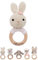 wunderwunsch® - Personalisierter Beißring Baby - Niedlicher Greifling für Baby's ab 0 Monate - Babyrassel mit Name als Baby Geschenk für Mädchen und Jungen (Hase gestreift rosa,mit Gravur)