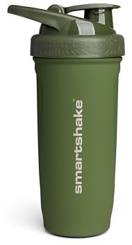 Smartshake Reforce - Shaker de protéines en acier inoxydable - 900 ml - Couvercle étanche à visser - Sans BPA - Unisexe - Vert kaki