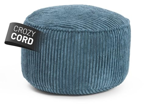Lumaland Pouf in velluto | Pouf compatto da 50 l 3 in 1: sgabello, tavolino e poggiapiedi | Ø 25 x 45 cm [blu scuro]