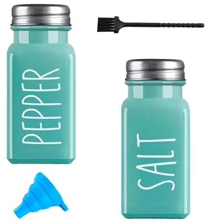 Sale e Pepe Set in Vetro, Saliera e Pepiera, Barattolo Sale Grosso e Fino, Porta Sale Grosso e Fino per in Cucina, BBQ, Lavabili in Lavastoviglie (Verde & Verde)
