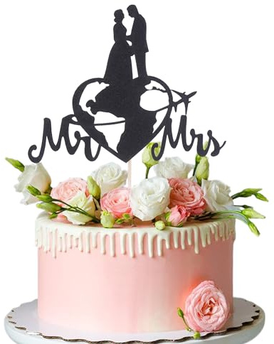 Mr und Mrs Kuchendekorator - Karte Hochzeit Verlobung Brautparty Kuchendekorator, Braut und Bräutigam Jubiläumsparty Kuchendekoration Schwarz Glitzer