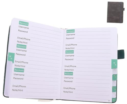 NUOBESTY Passwortbuch Kleiner Notizblock 210x150mm Pu Leder Tragbarer Passwort Organizer Adressbuch Für Büro Und Zuhause