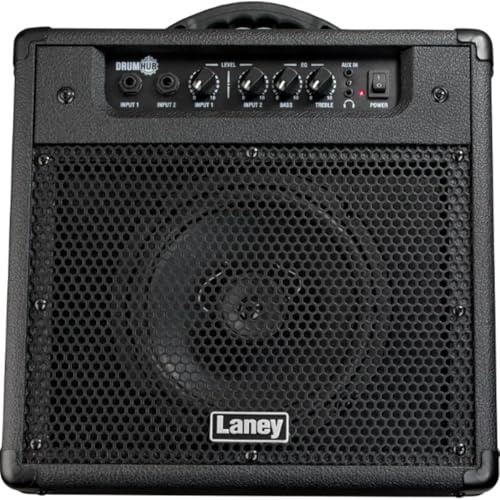 Laney DrumHUB DH40 – 40W Compact Electronic Drum Amp with 8” Coaxial Speaker, Bass Reflex, 2 Channels, Aux In, 2-Band EQ, Headphone Out & Monitor Angle – Perfect for Home, Practice & Classroom Use