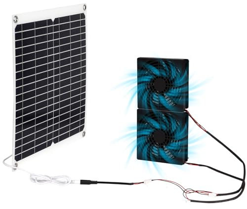 MUYIRTED Solar Ventilator Outdoor, 15w Solarventilatoren Mit Solarpanel, Solar Powered Fans For Chicken Coop, Gewächshaus, Zuchtzelt, Haustierhaus, Wasserdichter, 2 Dc Ventilator, Abluftventilator