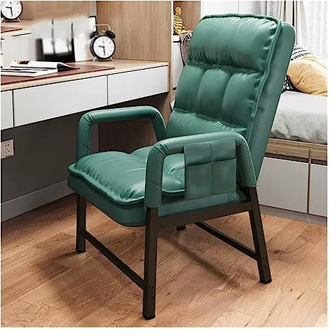 Ledersessel mit verstellbarer Rückenlehne & Ottomane in Orange - Ergonomischer Loungesessel mit dicker Polsterung, hohe Rückenlehne, Relax-Sofa, bequemer Einzelsessel