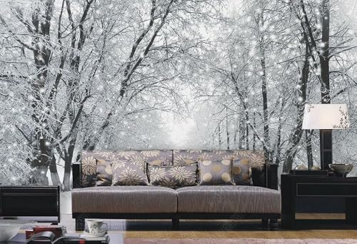 Fototapete 3d effekt tapete Äste und weiße Schneeflocken Vlies Tapeten Wandtapete Wohnzimmer Schlafzimmer Wand Dekoration Moderne 450CM(B)*315CM(H)
