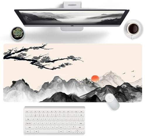 FYting Gaming Mauspad XXL,Mauspad 900x400,Mauspad Anime,Schreibtischunterlage, rutschfeste Unterseite aus Naturkautschuk, Wasserdicht und Schmutzabweisend, für PC, MacBook, Laptop(Berge)