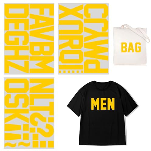 Yiootop 10,2 cm Bügelbild Wärmetransfer-Buchstaben Alphabete Stoff Vinyl DIY für Sport Trikots T-Shirts Kleidung Slogan Druck Handwerk Dekoration (gelb)
