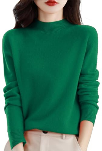 Cashmere Jumpers Ladies Women's Semi Turtleneck Sweater Long Sleeve Solid Color Pullover with A Base Shirt Autumn and Winter Warm Loose Sweater Jumpers for Women UK