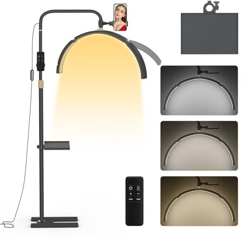 LED Stehlamp,Wimpern Lampe,29 Stehlampe Wohnzimmer,Half Moon Light für Wimpernverlängerung,Gesichtsbehandlung,Tätowierung,Nägel,Make-up