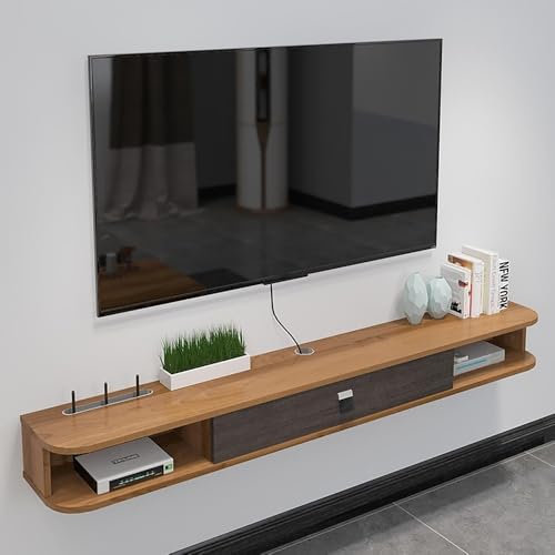 Schwebender TV-Ständer Mit Schubladen, Wandmontierte TV-Regale Mit Tür, Entertainment Center mit Aufbewahrungsschrank, TV-Ständer zum Aufhängen for das Wohnzimmer, for Wohnzimmer, Schlafzimmer(120*23.