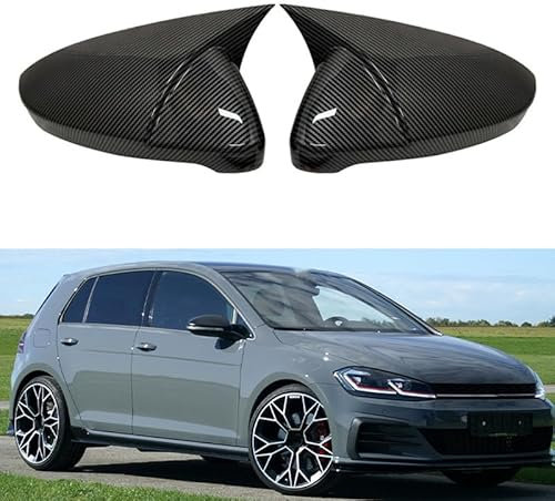 CWMLB 1 Paar Rückspiegelkappe für VW Golf MK7 7.5 GTI 7 Golf 7 R 2013-2020, Auto Spiegelkappen Abdeckungen Seitenspiegel Auto Tür Außenspiegelkappe,Carbon Fiber Look