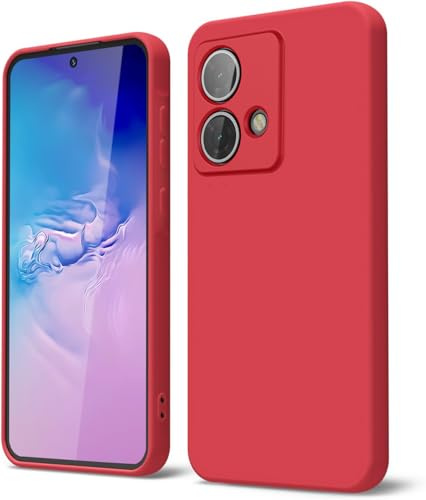 GOGME Funda para Motorola Moto Edge 40 Neo Capa con Forro de Microfibra Antiarañazos Líquida Silicona Carcasa Antigolpes Protector Móvil Case Cover, Rojo