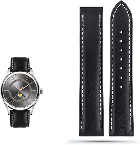 ZUC Echtes Lederarmband für Omega Seamaster 300 150 Speedmaster 007 AT150 Braunes Herrenarmband 20mm 22mm(B black no buckle,22mm)