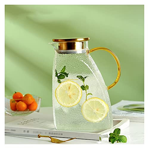 TJLVYCNB Water Pitcher Large Capacity Glass Pitcher H Refrigerator Side Door Cold Kettle Household Teapot with Handle Water Carafe(L)