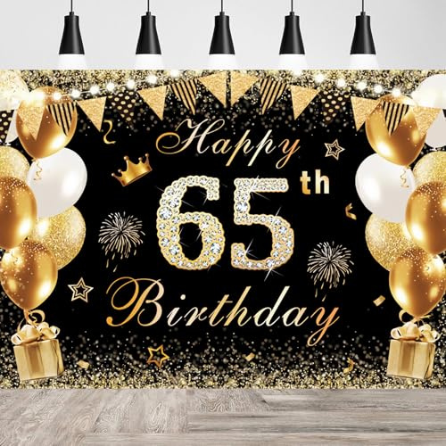 65. Geburtstag Party Dekoration,Banner 65 Geburtstag Roségold,65. Geburtstag Deko für Männer/Damen, Perfekte Größe und Design für Ihre Geburtstagsparty, Hochwertige Materialien