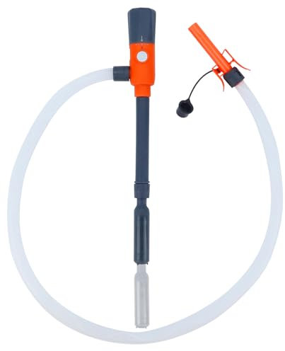 Auto-Stop Portable Fuel Transfer Pump, Battery Operated 2.8 GPM Gas Can Pump with Retractable Intake Pipe and 51 Inch Discharge Hose for Gasoline Diesel Oil Gas Water Fish Tank