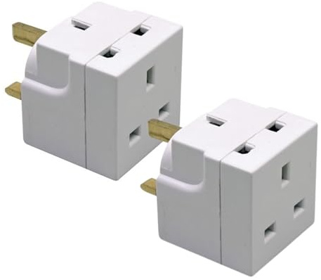 SHPELEC® 2-Pack 2-Way Plug Adapter | Compact & Durable Outlet Splitter for Indoor Use | Standard US Outlet Compatible (BS 1363 Certified) | Space-Saving Design (2-Way 2 Pack)