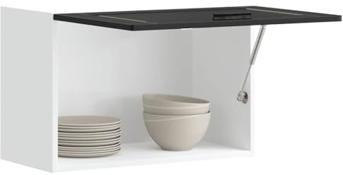 Myheimly Küchenschrank Holzwerkstoff,hoher Küchenschrank, Schrank,Küchenzeile,Schrank Küche,Einbauküche Küchen-Hängeschrank Porto Schwarz Holzwerkstoff
