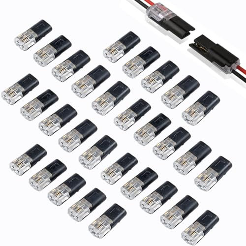 30PCS Connecteurs Électriques Étanches à 2 Broches pour Câbles 12V, Connecteurs Rapides pour Voiture, Adaptés aux Câbles 18-22 AWG, pour Éclairage LED et Électronique Automobile