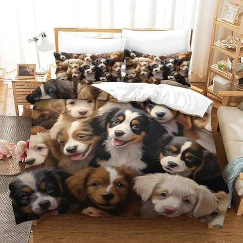 Juego De Ropa De Cama con Impresión 3D, 240X220 Cm Perro Animal 3 Piezas, Funda De Almohada, 100% Poliéster Suave Y Cómodo -Dormir Confort, Fácil De Cuidar -1665359443733